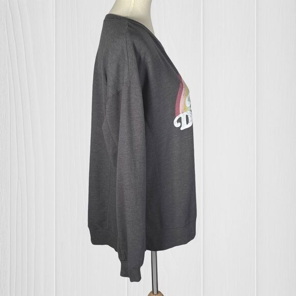 Wildfox Womens Sweatshirt M Gray Easy Does It Rainbow Graphic Sweater Oversized - Picture 5 of 11